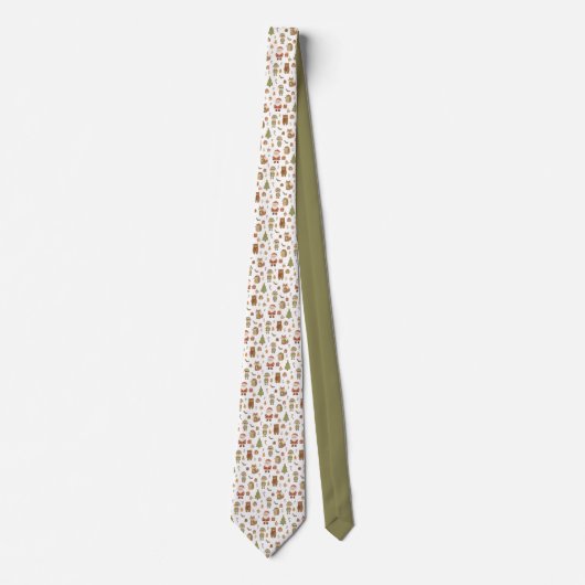 Hand Drawn Christmas Woodland Neck Tie ネクタイ (正面)