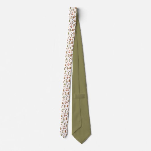 Hand Drawn Christmas Woodland Neck Tie ネクタイ (裏面)