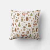 Hand Drawn Christmas Woodland Throw Pillow クッション (裏面)