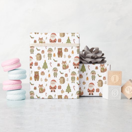 Hand Drawn Christmas Woodland Wrapping Paper Roll ラッピングペーパー (ベビーシャワー)