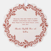 Hand Drawn Christmas Wreath Photo オーナメントカード (裏面)