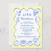 Hand Drawn Ciao Bambino Italian Boy Baby Shower 招待状 (正面)