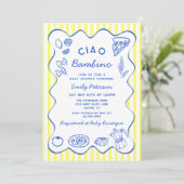 Hand Drawn Ciao Bambino Italian Boy Baby Shower 招待状 (スタンド正面)