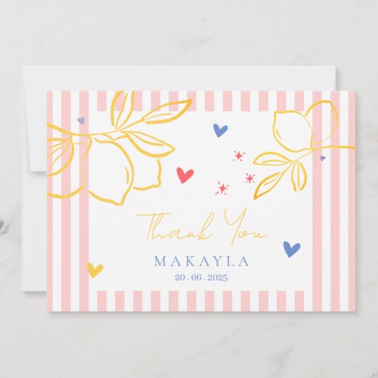 Hand Drawn Ciao Bella Lemon Bridal Shower  Thank サンキューカード (正面)