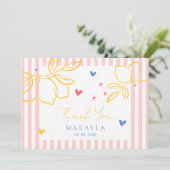 Hand Drawn Ciao Bella Lemon Bridal Shower  Thank サンキューカード (スタンド正面)