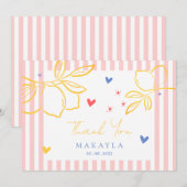 Hand Drawn Ciao Bella Lemon Bridal Shower  Thank サンキューカード (正面/裏面)