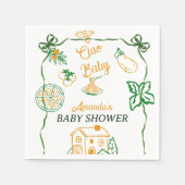 Hand Drawn Ciao Italian Pizza & Pasta Baby Shower スタンダードカクテルナプキン (正面)