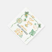 Hand Drawn Ciao Italian Pizza & Pasta Baby Shower スタンダードカクテルナプキン (角)