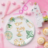 Hand Drawn Ciao Italian Pizza & Pasta Baby Shower ペーパープレート (パーティー)