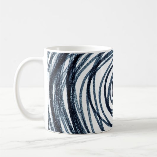 Hand-drawn circles spiral pattern with abstract do コーヒーマグカップ (左)