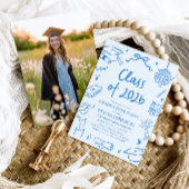 Hand Drawn Class of 2026 Blue Graduation Party 招待状