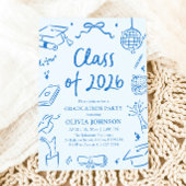 Hand Drawn Class of 2026 Blue Graduation Party 招待状