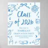 Hand Drawn Class of 2026 Graduation Party Welcome ポスター (正面)