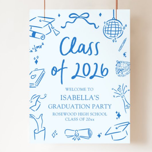 Hand Drawn Class of 2026 Graduation Party Welcome ポスター