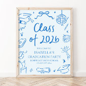 Hand Drawn Class of 2026 Graduation Party Welcome ポスター