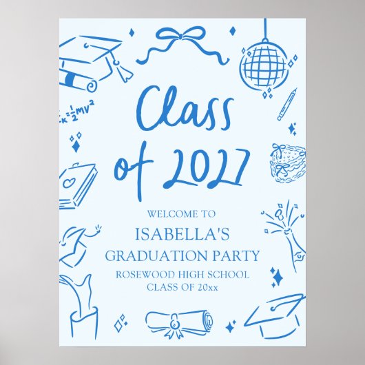 Hand Drawn Class of 2027 Graduation Party Welcome ポスター (正面)