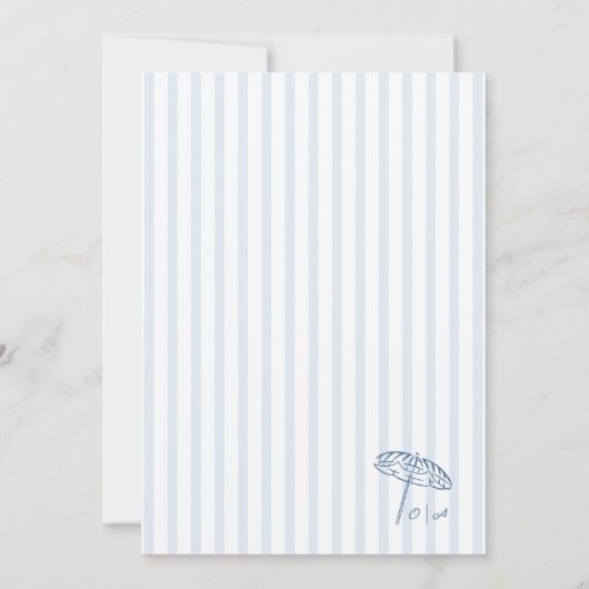 Hand Drawn Coastal Dusty Blue Beach Wedding 招待状 (裏面)