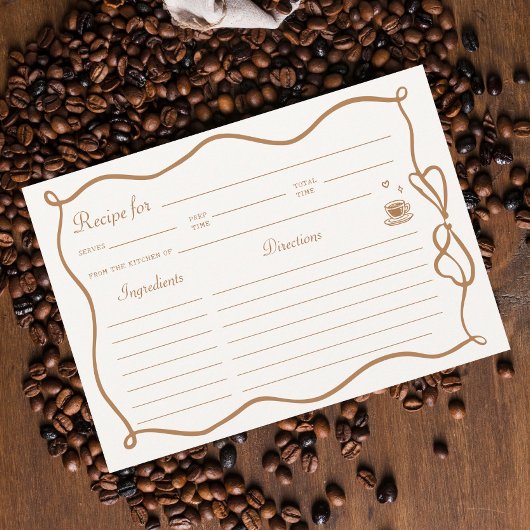 Hand Drawn Coffee Bridal Shower Recipe Card 招待状
