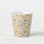 Hand Drawn Colorful Floral Pattern-23595 カフェラテマグ (正面)