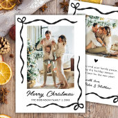 Hand Drawn Coquette Bow 2 Photo Merry Christmas  シーズンカード