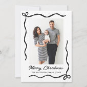 Hand Drawn Coquette Bow 2 Photo Merry Christmas  シーズンカード (正面)