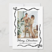 Hand Drawn Coquette Bow 2 Photo Merry Christmas  シーズンカード (正面)