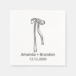 Hand Drawn Coquette Bow Wedding スタンダードカクテルナプキン