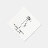 Hand Drawn Coquette Bow Wedding スタンダードカクテルナプキン (角)