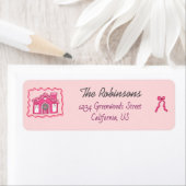 Hand Drawn coquette doodle pink christmas ラベル (インサイチュ)