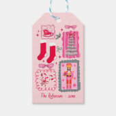 Hand Drawn coquette doodle pink christmas greeting ギフトタグ (正面)