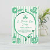 Hand Drawn Coquette Frame Stripes St Patrick's Day 招待状 (スタンド正面)