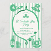 Hand Drawn Coquette Frame Stripes St Patrick's Day 招待状 (正面)