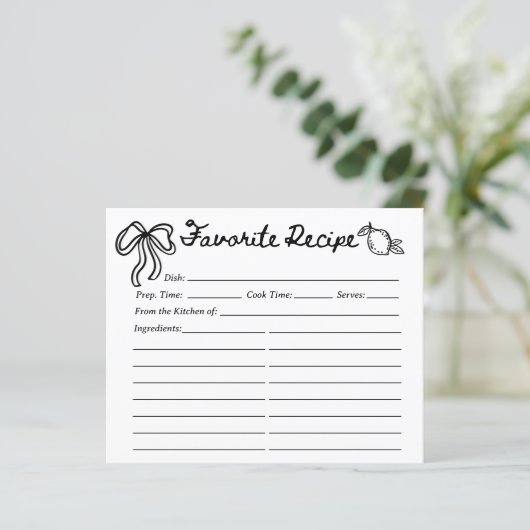 Hand Drawn Coquette Lemon Recipe Card (スタンド正面)