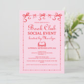 Hand Drawn Coquette Pink Red Book Club Invitation 招待状 (スタンド正面)