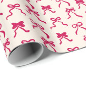 Hand-Drawn Coquette Red Bows Ribbon Valentine ラッピングペーパー (ロールコーナー)