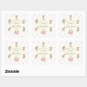 Hand Drawn Coquette Ribbon Woodland Baby Shower スクエアシール (シート)