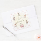 Hand Drawn Coquette Ribbon Woodland Baby Shower スクエアシール (封筒)