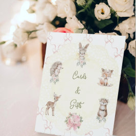 Hand Drawn Coquette Ribbon Woodland Baby Shower  台座サイン