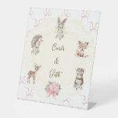 Hand Drawn Coquette Ribbon Woodland Baby Shower  台座サイン (正面)