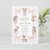Hand Drawn Coquette Ribbon Woodland Baby Shower  招待状 (スタンド正面)