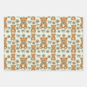 Hand-Drawn Coquette Teddy Bears Seamless Pattern ラッピングペーパーシート (正面3)