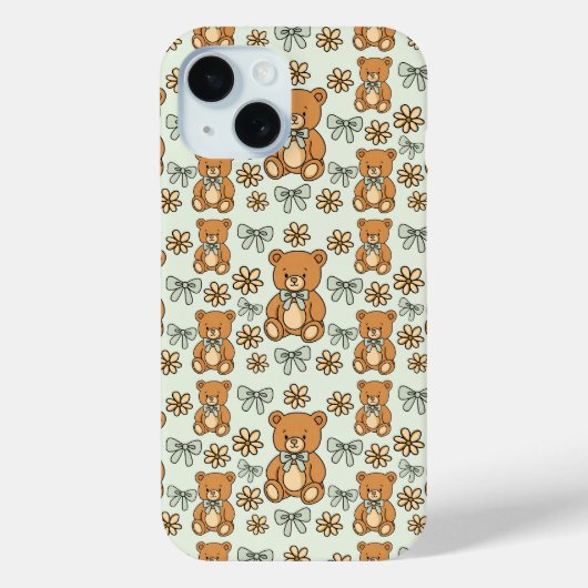 Hand-Drawn Coquette Teddy Bears Seamless Pattern Case-Mate iPhoneケース (裏面)