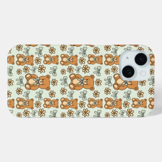 Hand-Drawn Coquette Teddy Bears Seamless Pattern Case-Mate iPhoneケース (裏面 (横))