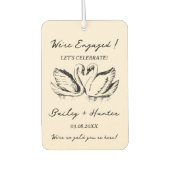 hand drawn Couple Swan Whimsical Wedding カーエアーフレッシュナー (正面)