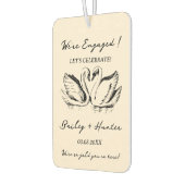 hand drawn Couple Swan Whimsical Wedding カーエアーフレッシュナー (左)