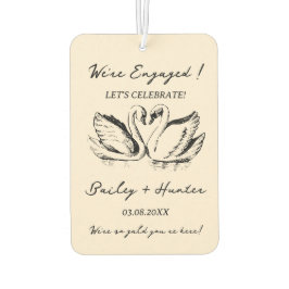 hand drawn Couple Swan Whimsical Wedding カーエアーフレッシュナー