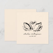 hand drawn Couple Swan Whimsical Wedding 招待状 (正面/裏面)