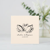 hand drawn Couple Swan Whimsical Wedding 招待状 (スタンド正面)
