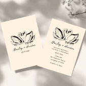 hand drawn  Couple Swan Whimsical Wedding 招待状