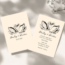 hand drawn  Couple Swan Whimsical Wedding